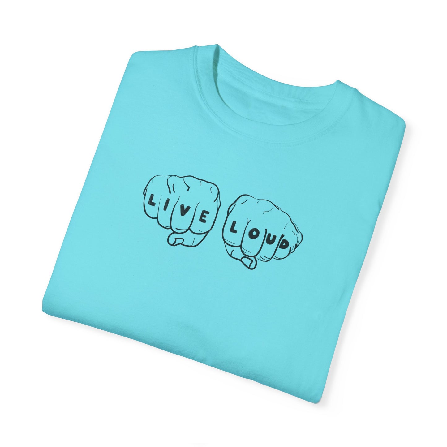 Live Loud Knuckle Tats Tattooed Fists Tee