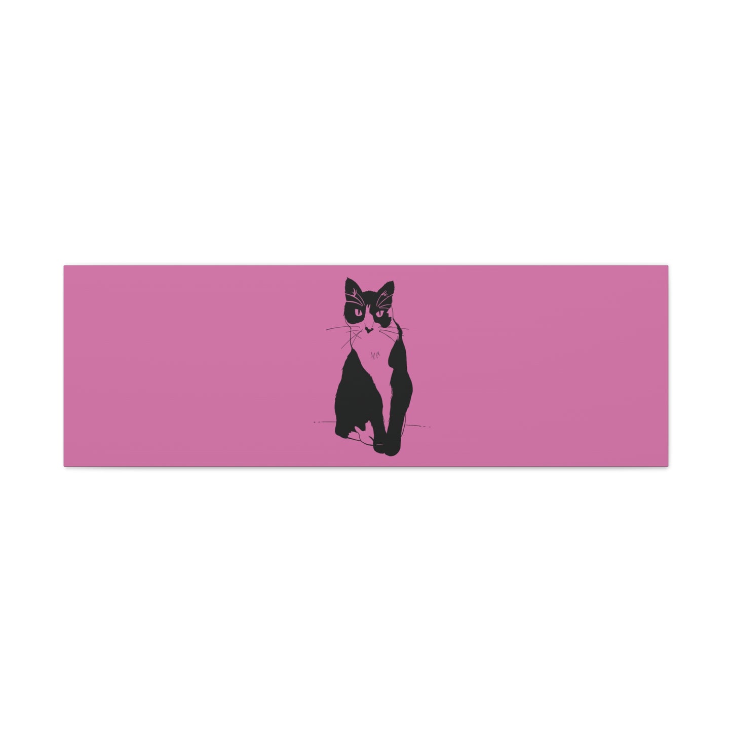Cat Canvas Print on Pink (Transparent Style Cat) - Cat Drawing Art