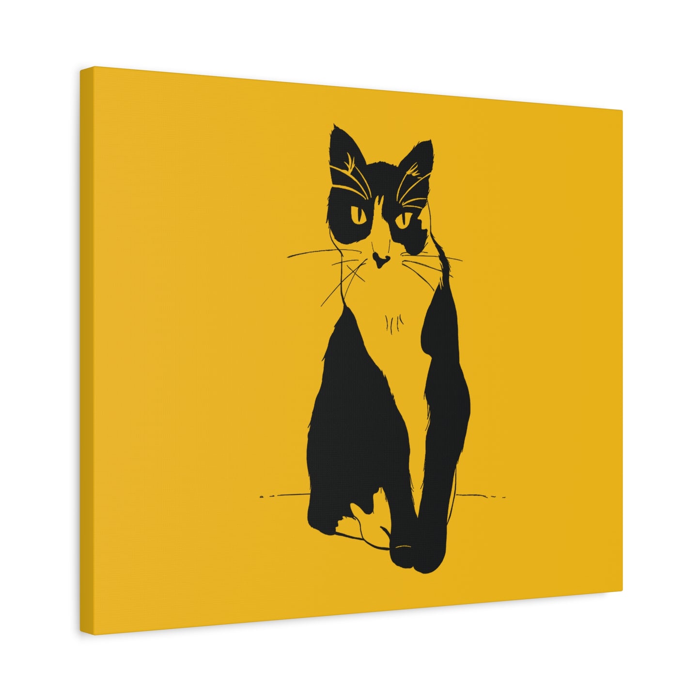 Cat Canvas Print on Yellow (Transparent Style Cat) - Cat Drawing Art