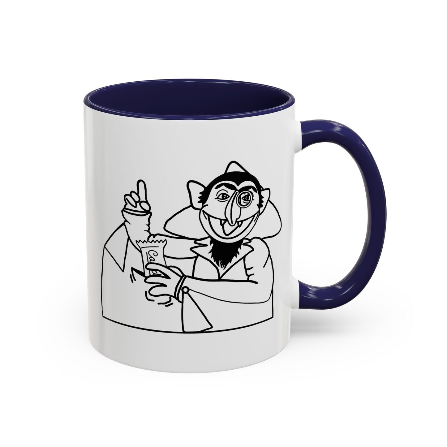 The Count Stealing Candy Outline Accent Mug - Sesame Street The Count Parody Coffee Mug