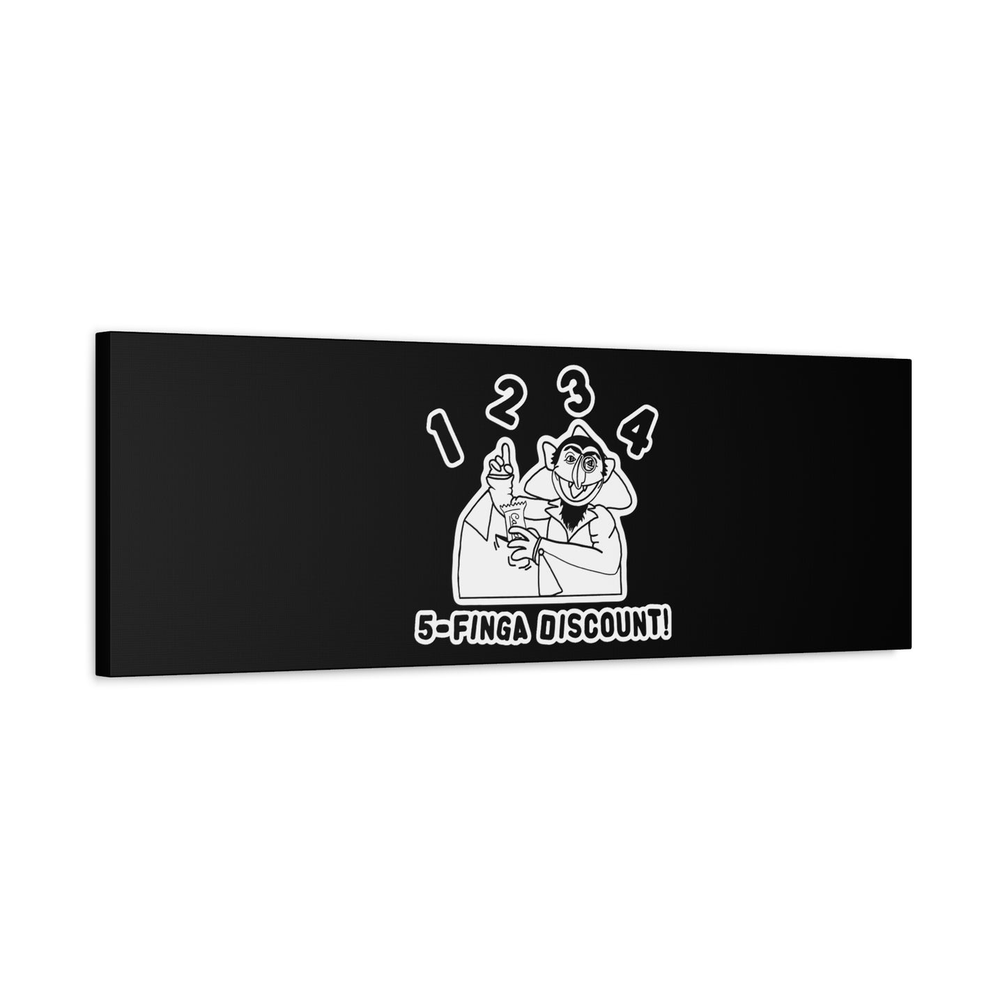 Five Finger Discount Outline Canvas Print Black - Sesame Street The Count Parody Art Print