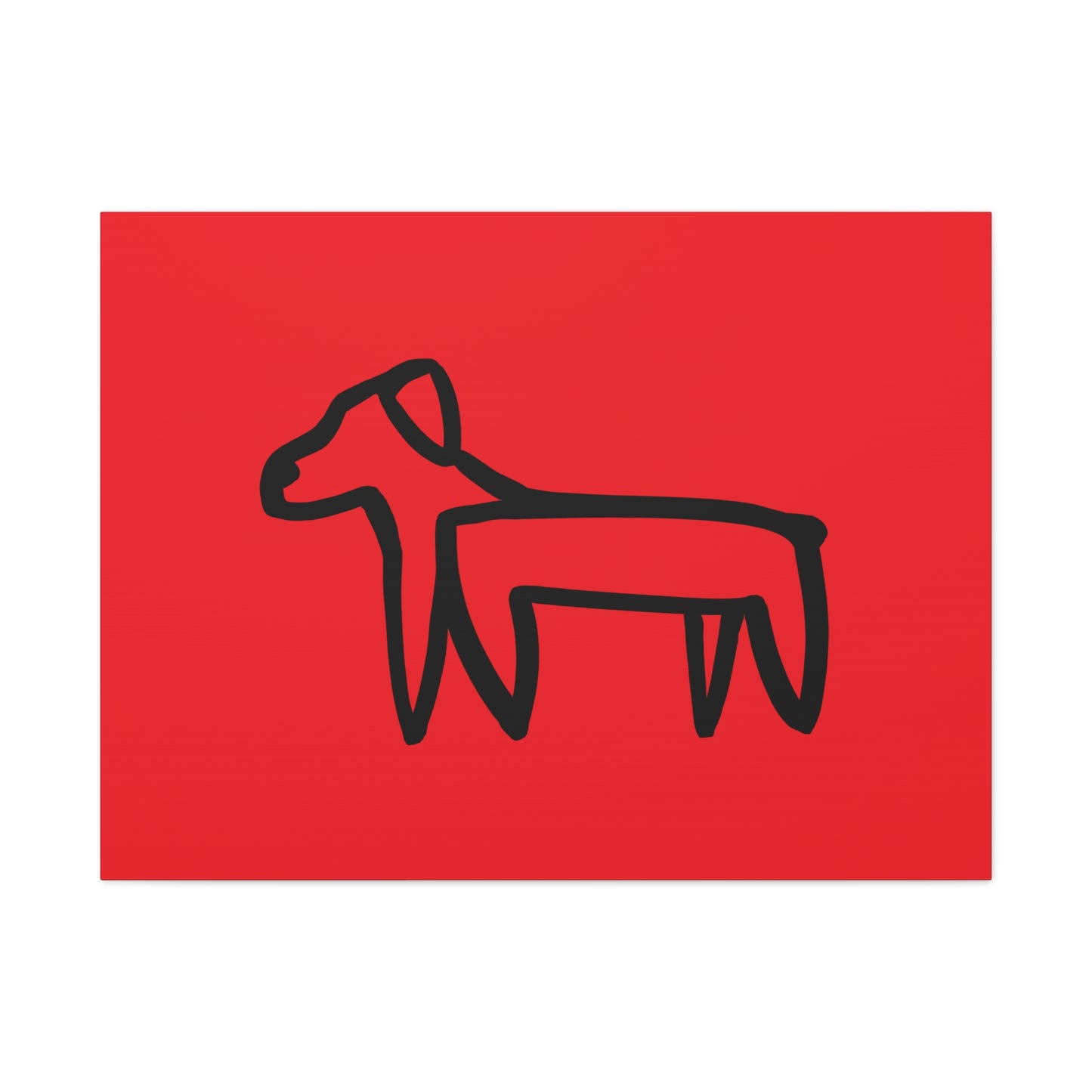 Dog Canvas Print on Red (Transparent Style Black Dog) - Dog Drawing Canvas