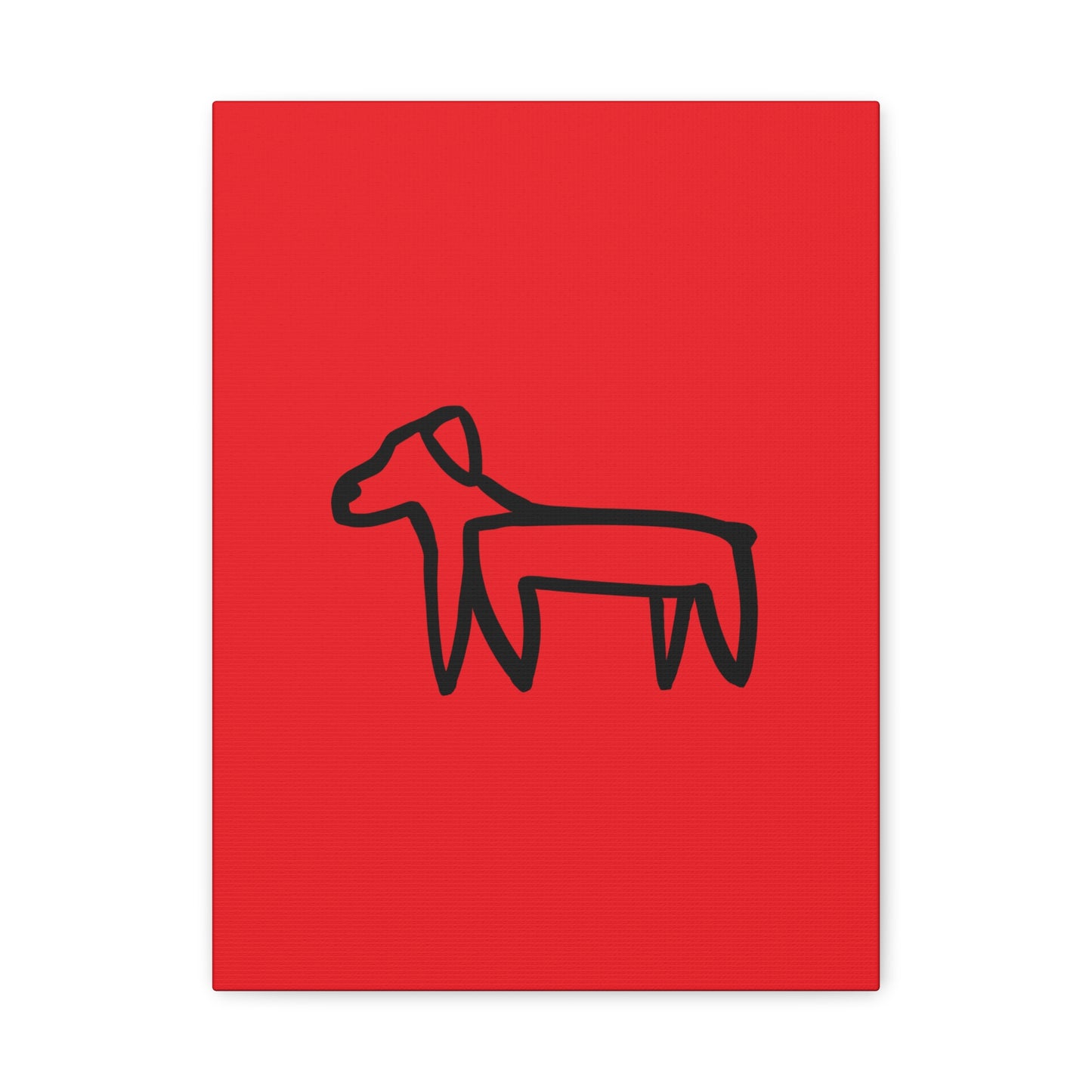 Dog Canvas Print on Red (Transparent Style Black Dog) - Dog Drawing Canvas