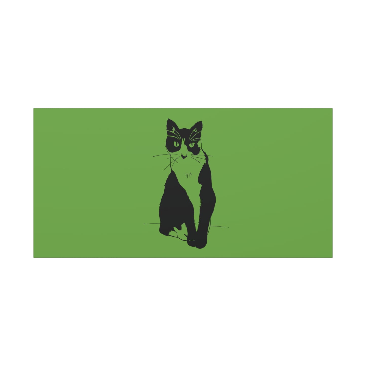 Cat Canvas Print on Green (Transparent Style Cat) - Cat Drawing Art