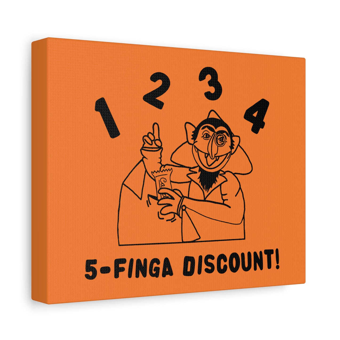 Five Finger Discount Outline Canvas Print Light Orange - Sesame Street The Count Parody Art Print