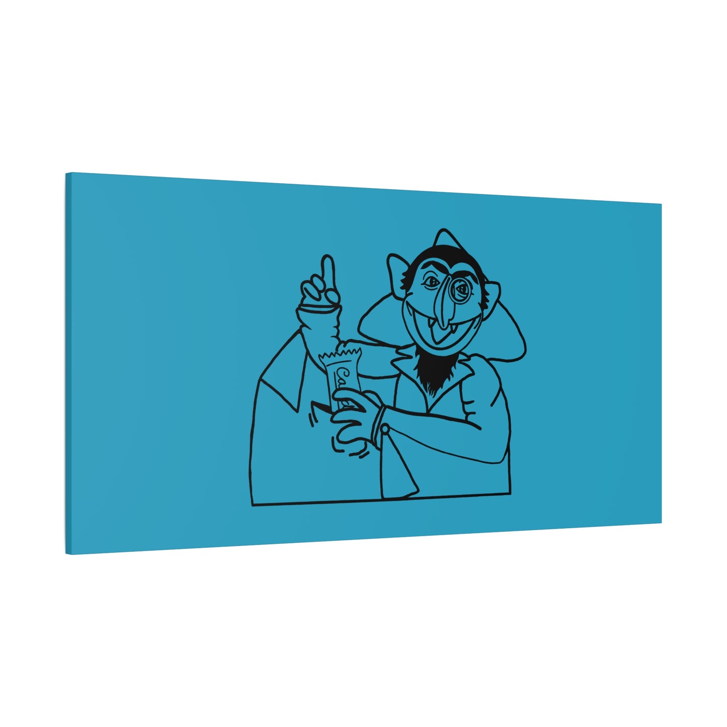 The Count Stealing Candy Outline Canvas Print Turquoise - Sesame Street The Count Art Print