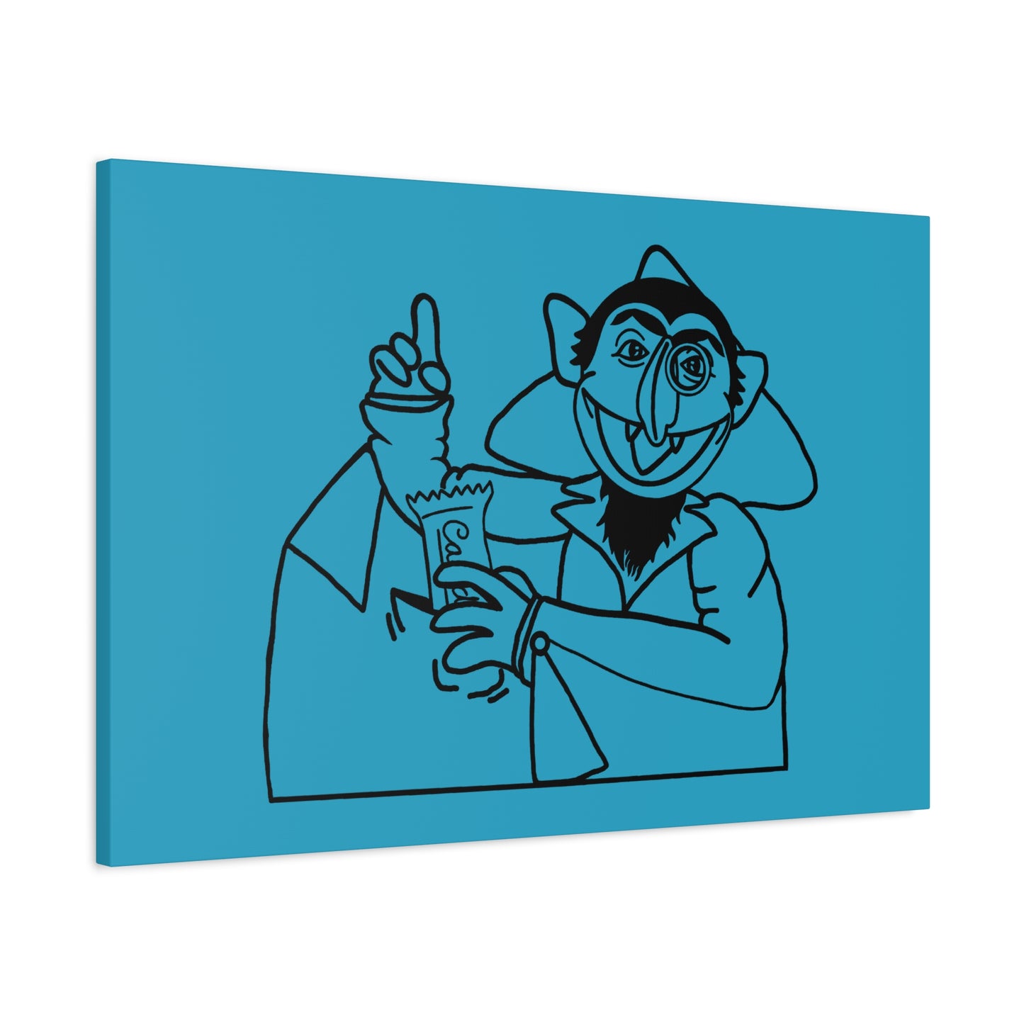 The Count Stealing Candy Outline Canvas Print Turquoise - Sesame Street The Count Art Print