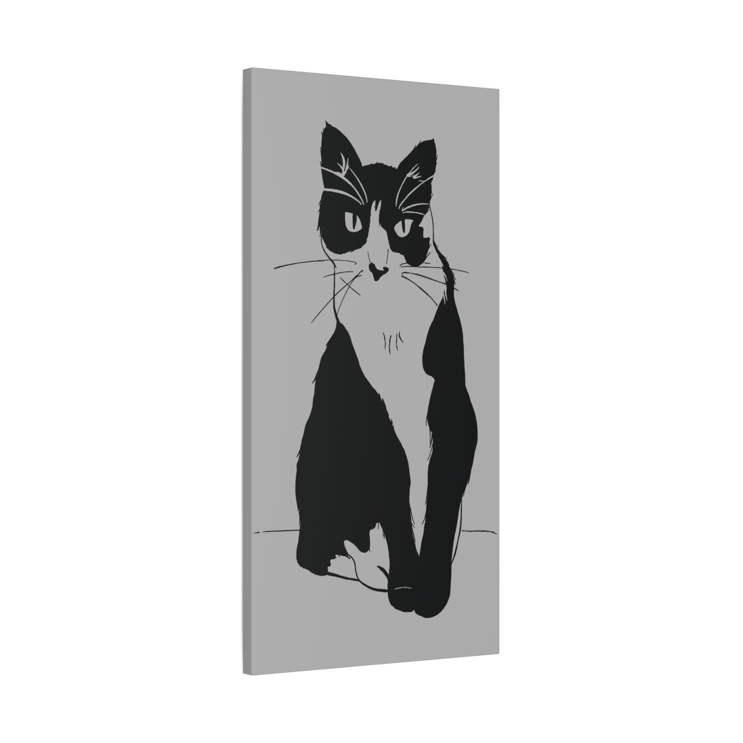 Cat Canvas Print on Grey (Transparent Style Cat) - Cat Drawing Art