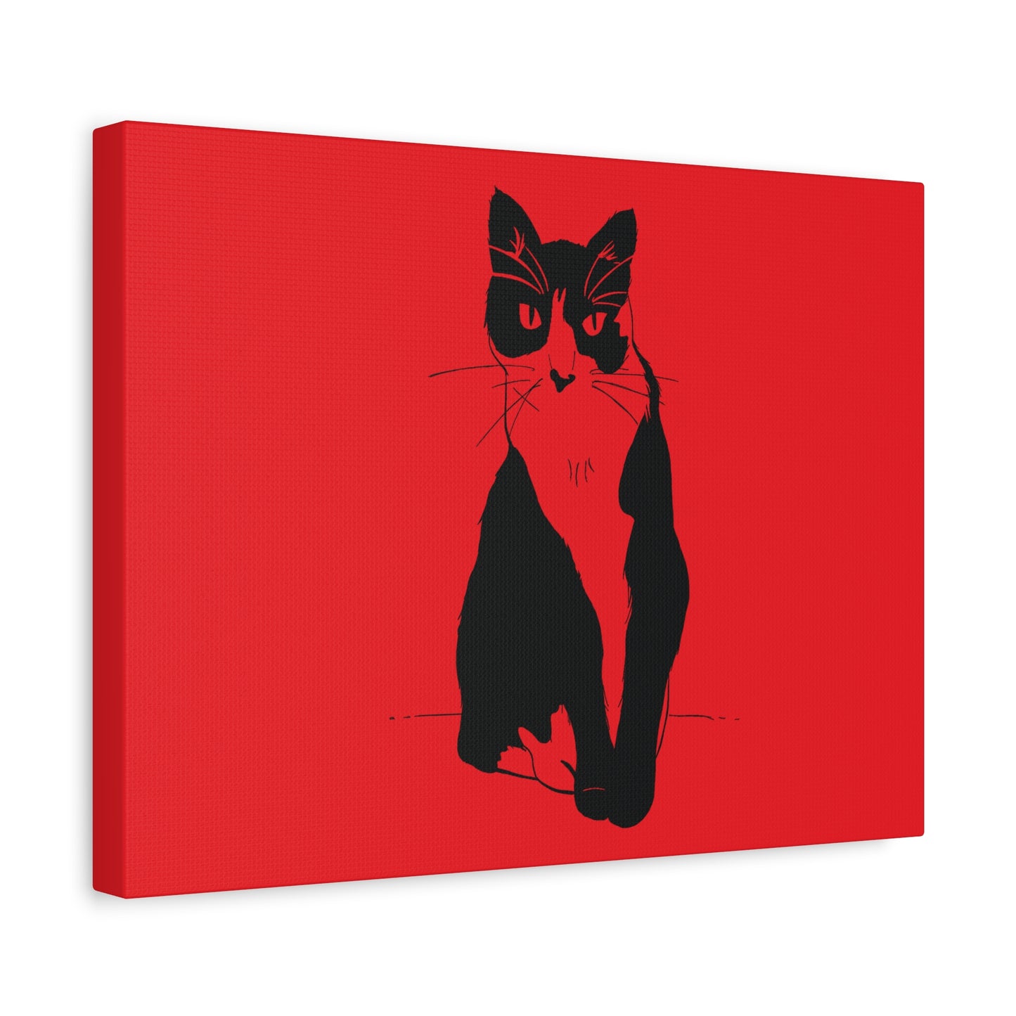 Cat Canvas Print on Red (Transparent Style Cat) - Cat Drawing Art
