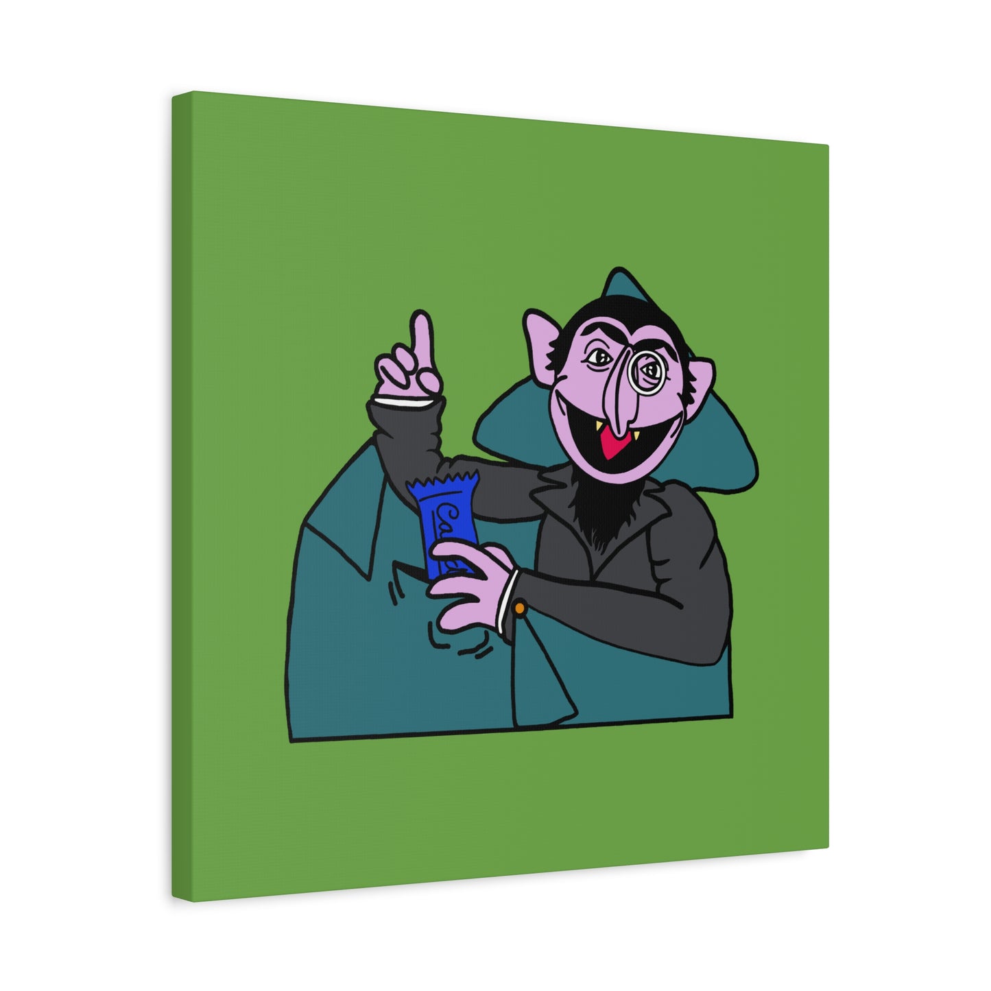 The Count Stealing Candy Canvas Print Green - Sesame Street The Count Parody Art