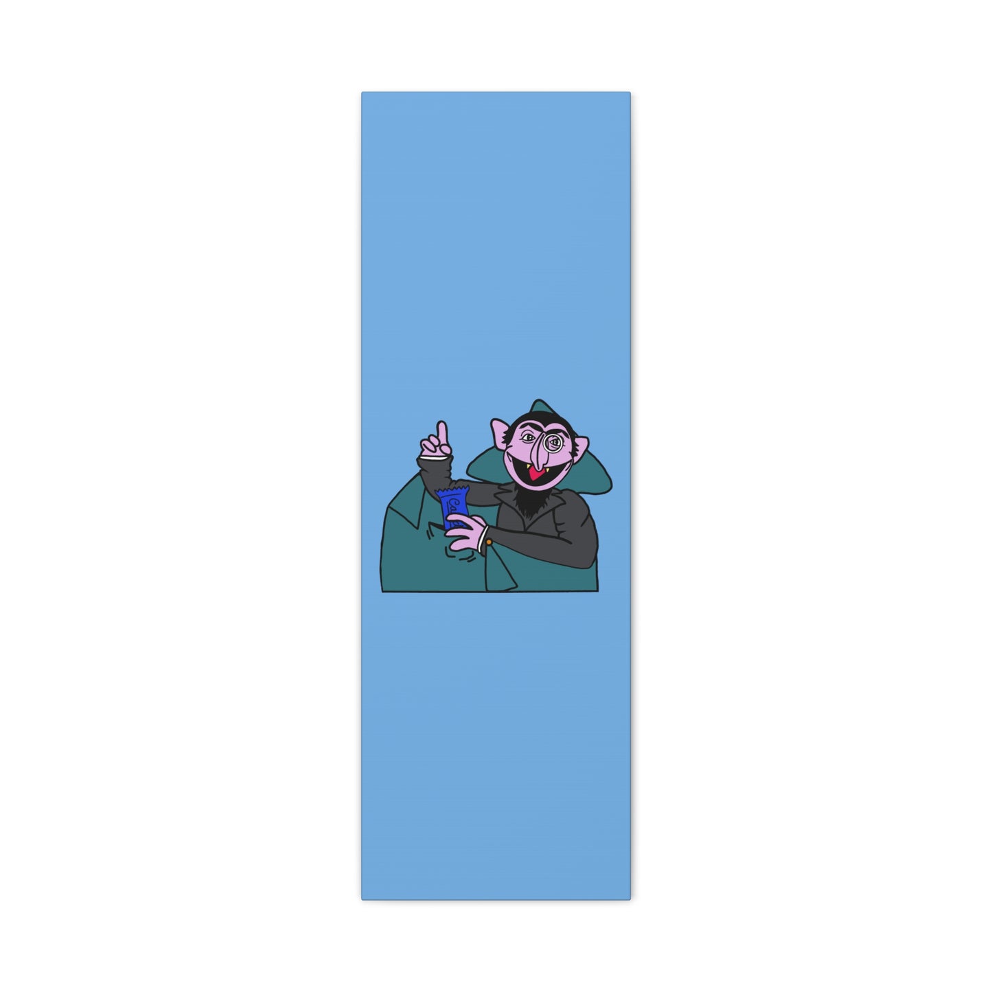 The Count Stealing Candy Canvas Print Light Blue - Sesame Street The Count Parody Art
