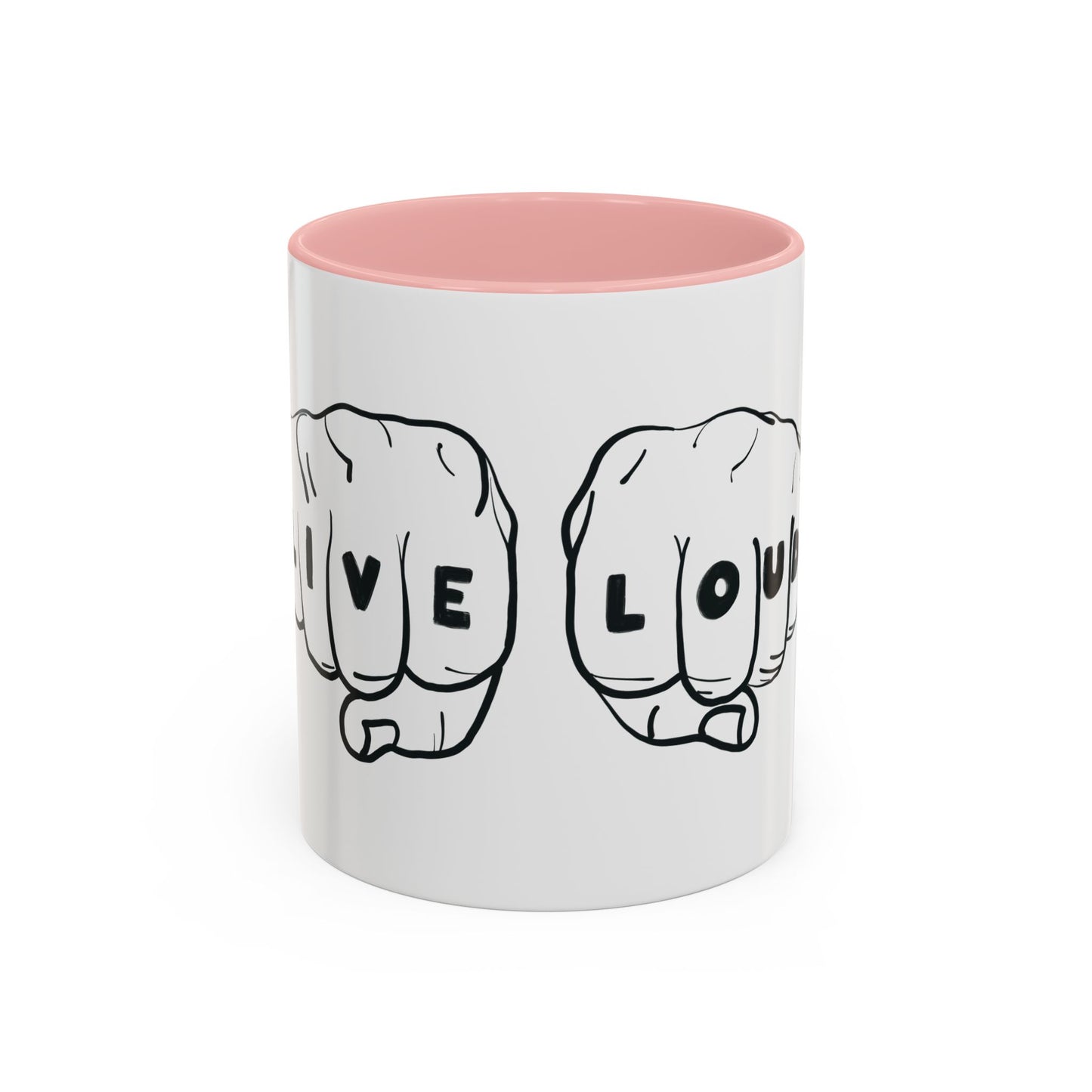 Live Loud Knuckle Tats Tattooed Fists Accent Mug