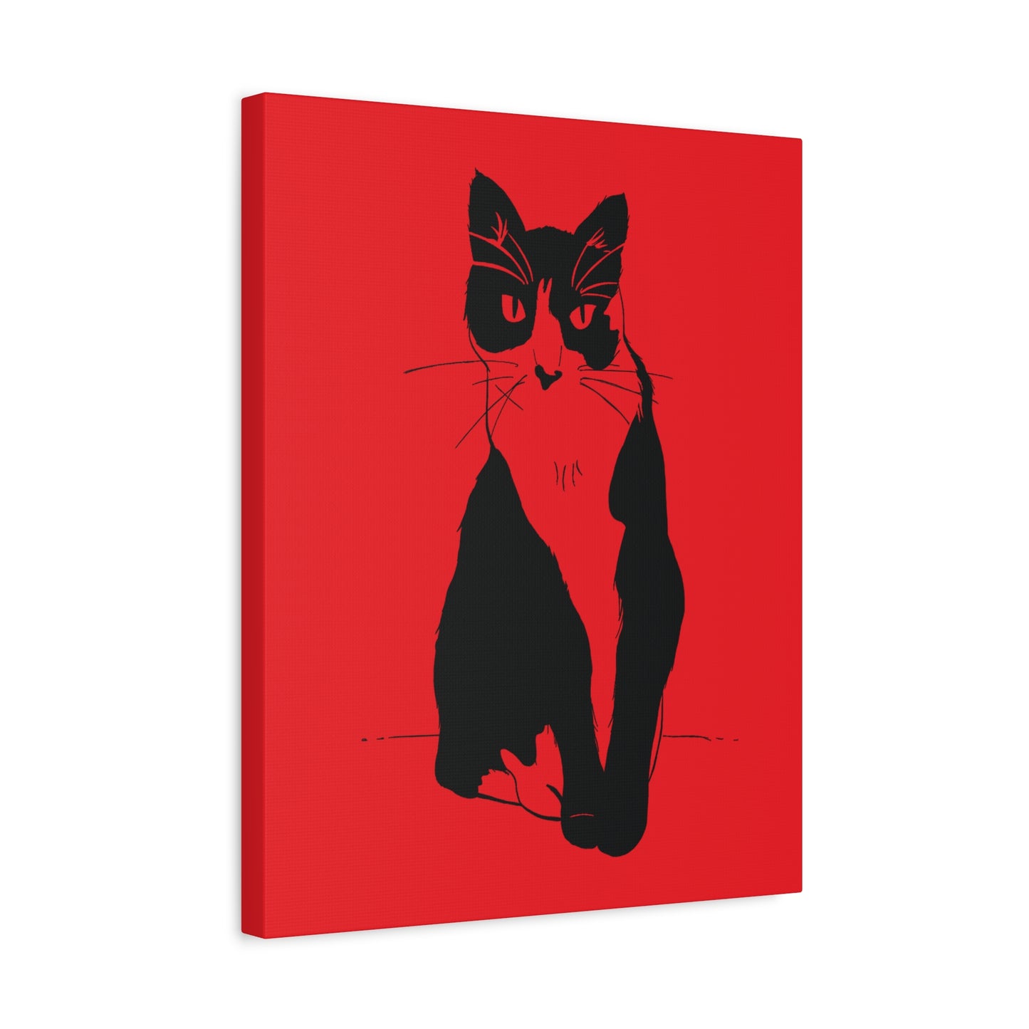 Cat Canvas Print on Red (Transparent Style Cat) - Cat Drawing Art