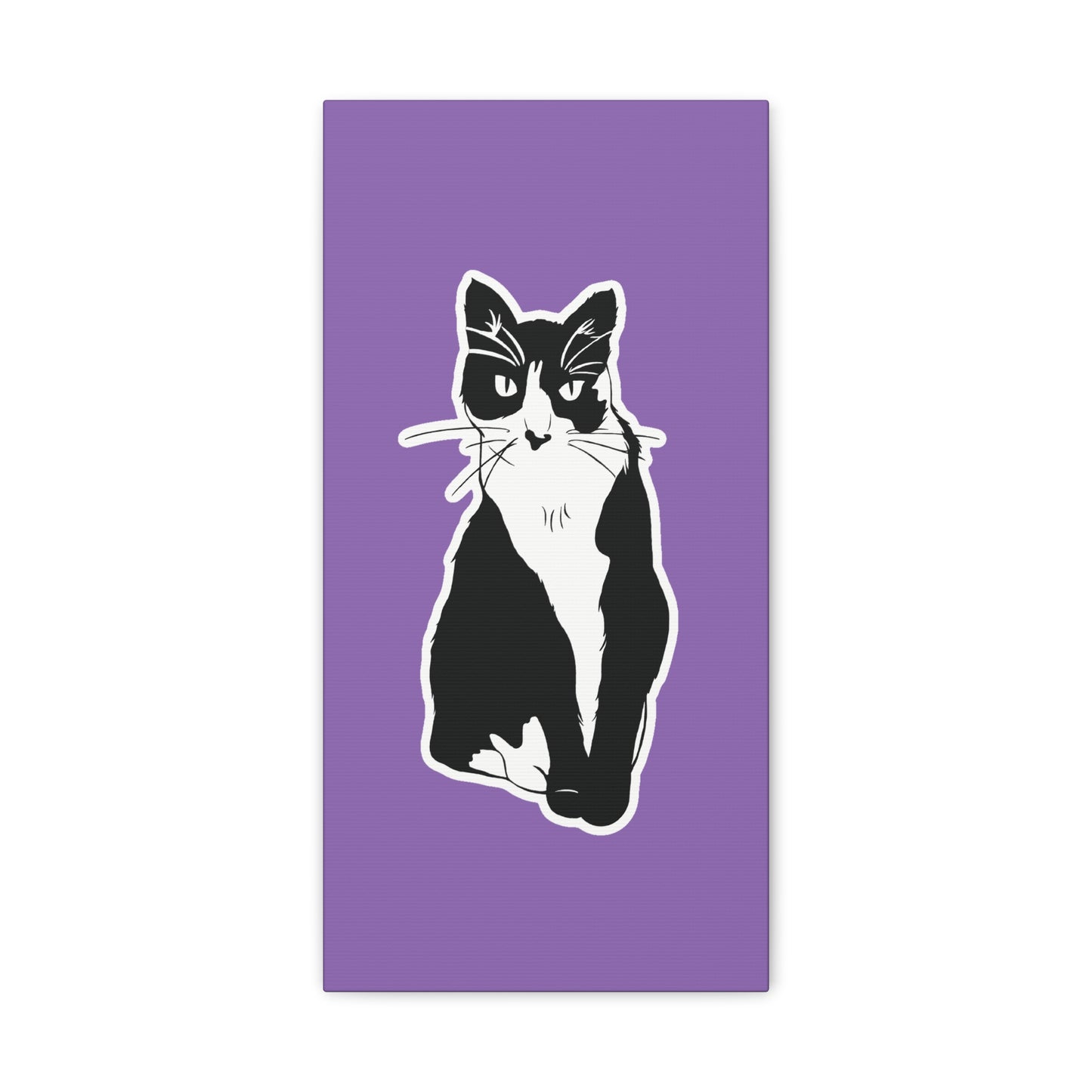 Cat Canvas on Light Purple (Sticker Style Cat) - Cat Drawing Art