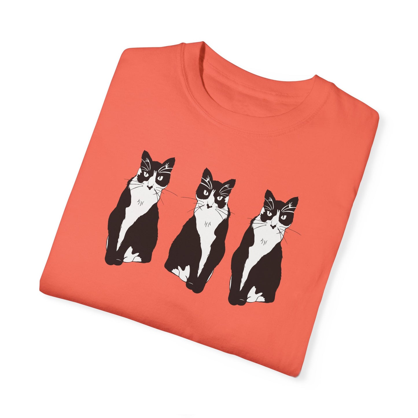 Cat x3 Tee (B&W Style Cat) - Cat Drawing Shirt