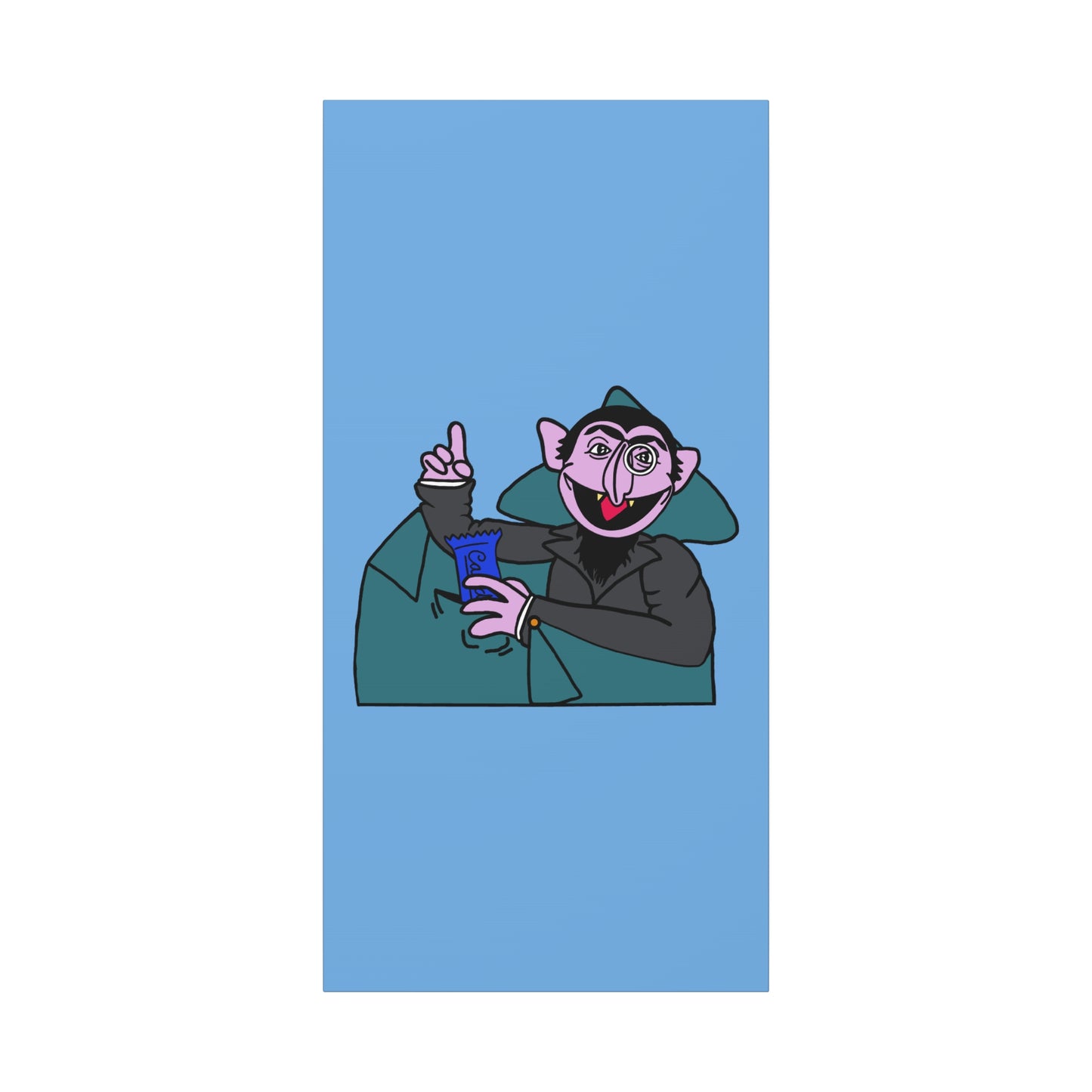 The Count Stealing Candy Canvas Print Light Blue - Sesame Street The Count Parody Art