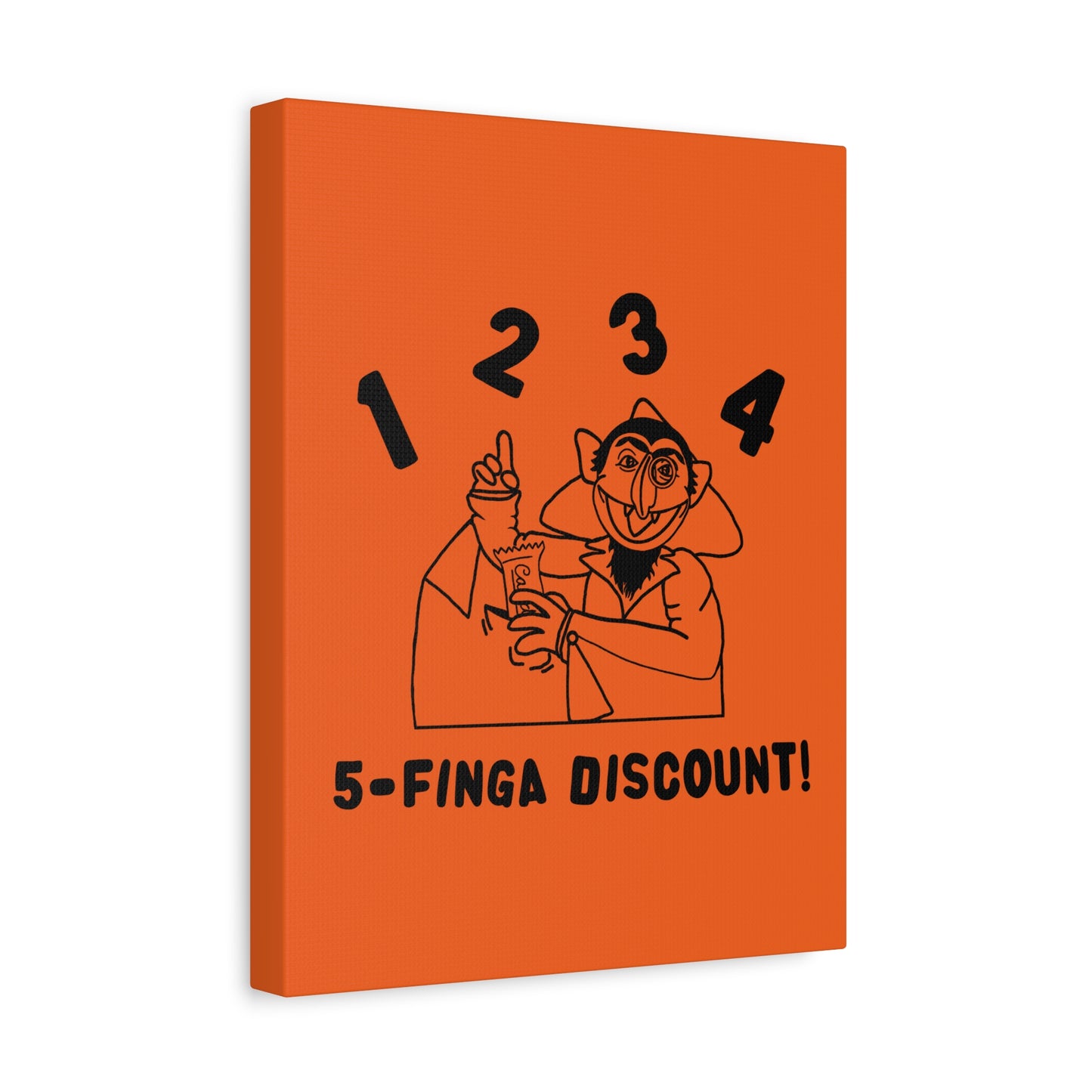 Five Finger Discount Outline Canvas Print Orange - Sesame Street The Count Parody Art Print