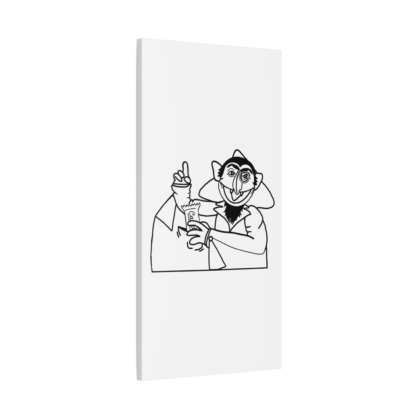 The Count Stealing Candy Outline Canvas Print White - Sesame Street The Count Parody Art