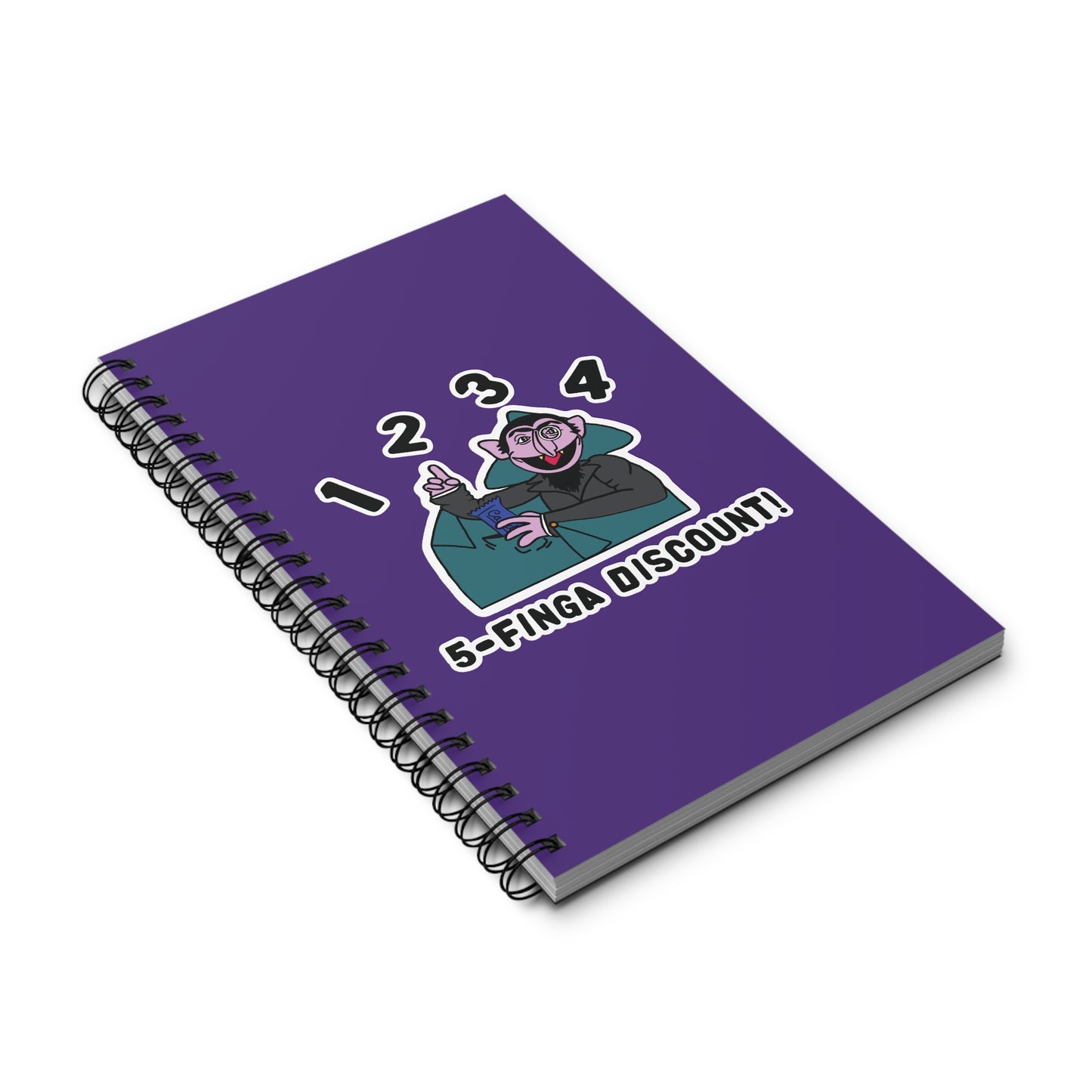 Five Finger Discount Notebook Purple - Sesame Street The Count Parody Spiral Notebook