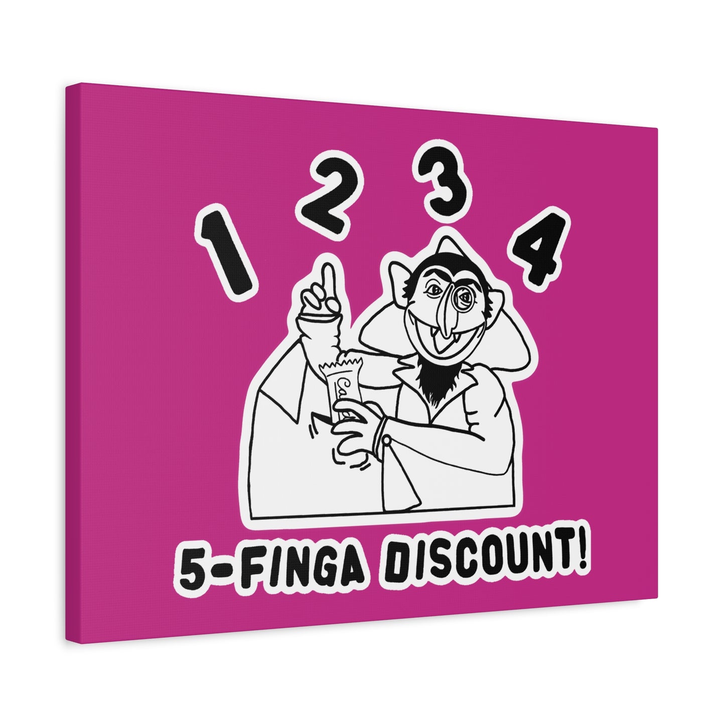 Five Finger Discount Outline Canvas Print Pink - Sesame Street The Count Parody Art Print