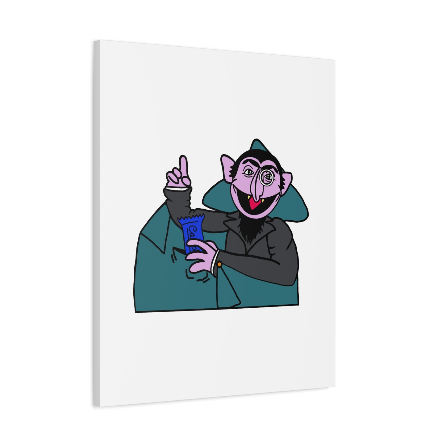 The Count Stealing Candy Canvas Print White - Sesame Street The Count Parody Art