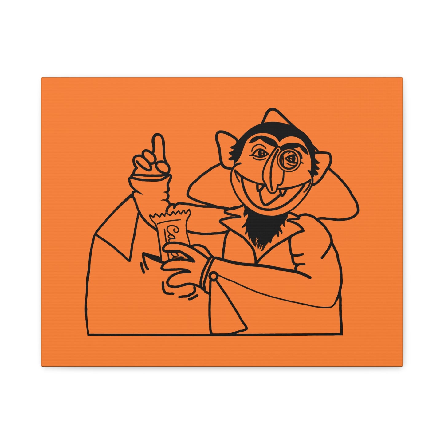 The Count Stealing Candy Outline Canvas Print Light Orange - Sesame Street The Count Parody Art