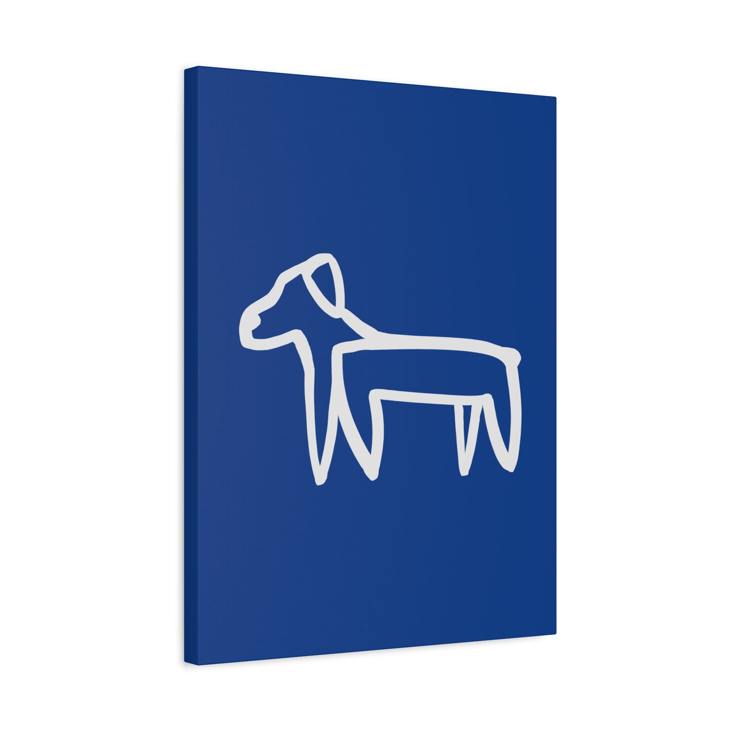 Dog Canvas Print on Blue (Transparent Style White Dog) - Dog Art Print