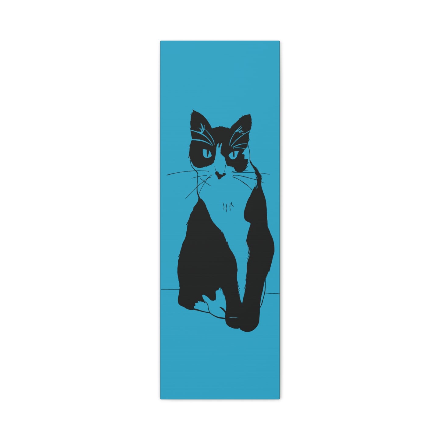 Cat Canvas Print on Turquoise (Transparent Style Cat) - Cat Drawing Art