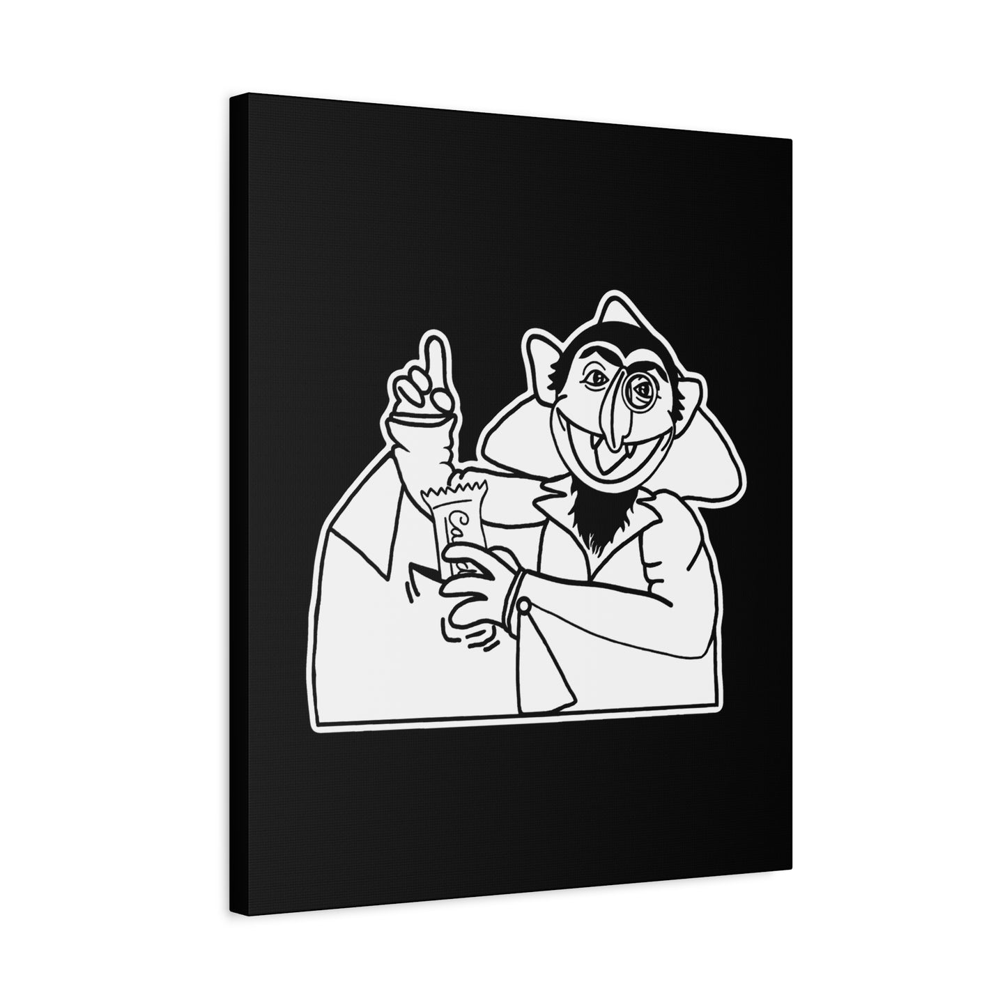 The Count Stealing Candy Outline Canvas Print Black - Sesame Street The Count Parody Canvas Art