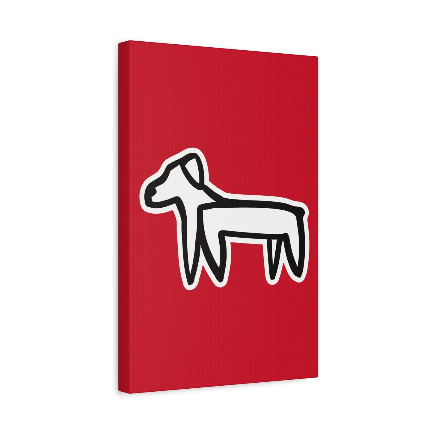 Dog Canvas Print on Red (Sticker Style White Dog) - Dog Art Print