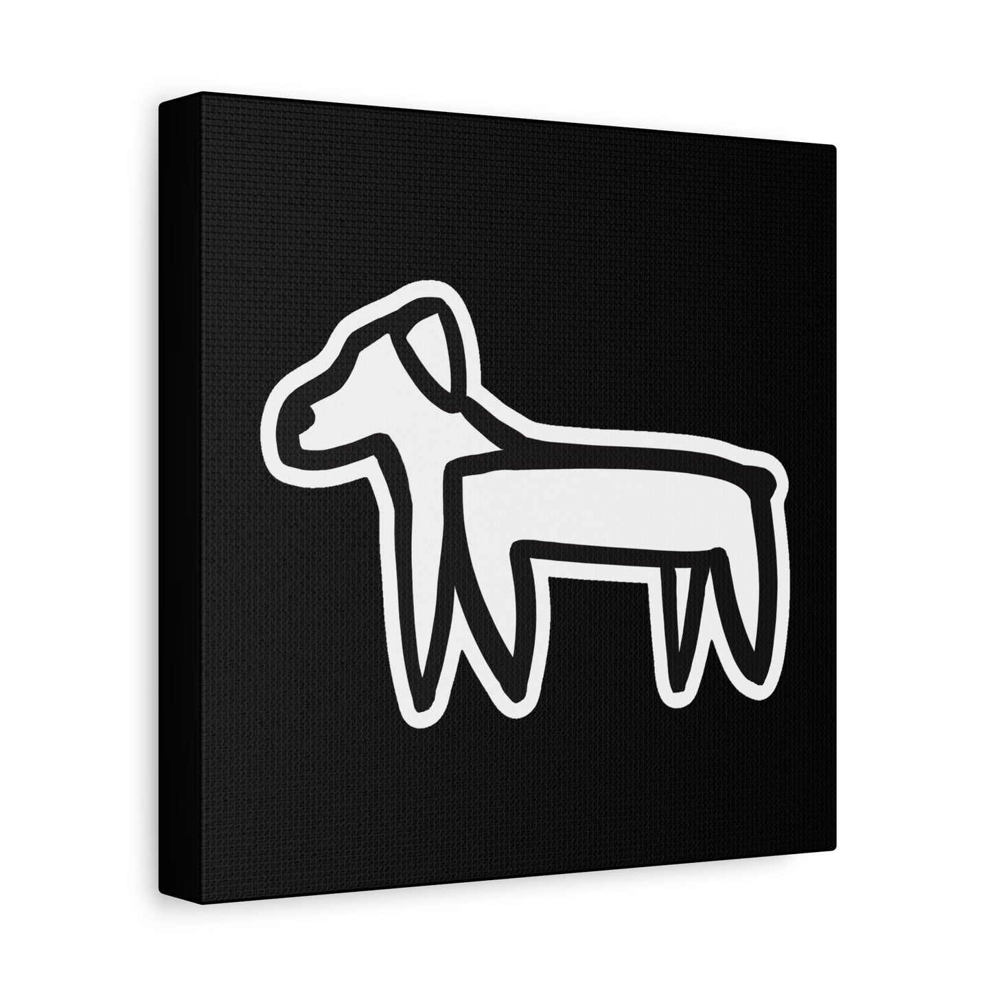 Dog Canvas Print on Black (Sticker Style Dog) - Dog Art Print