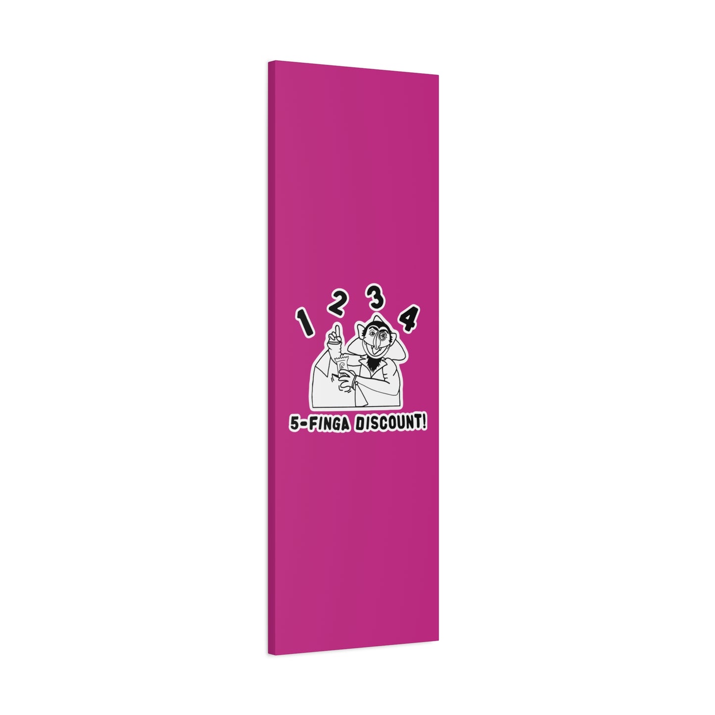Five Finger Discount Outline Canvas Print Pink - Sesame Street The Count Parody Art Print