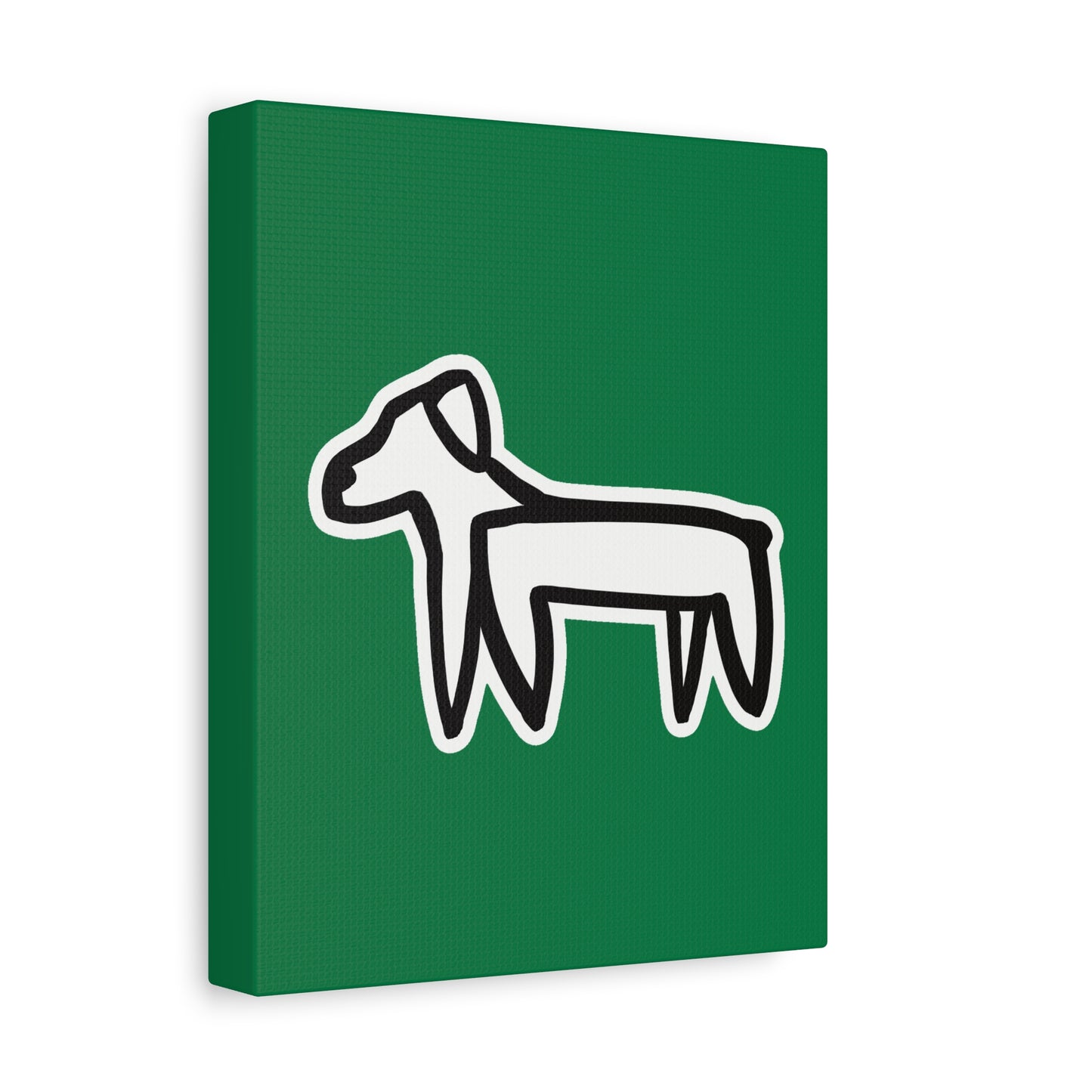 Dog Canvas Print on Green (Sticker Style White Dog) - Dog Art Print