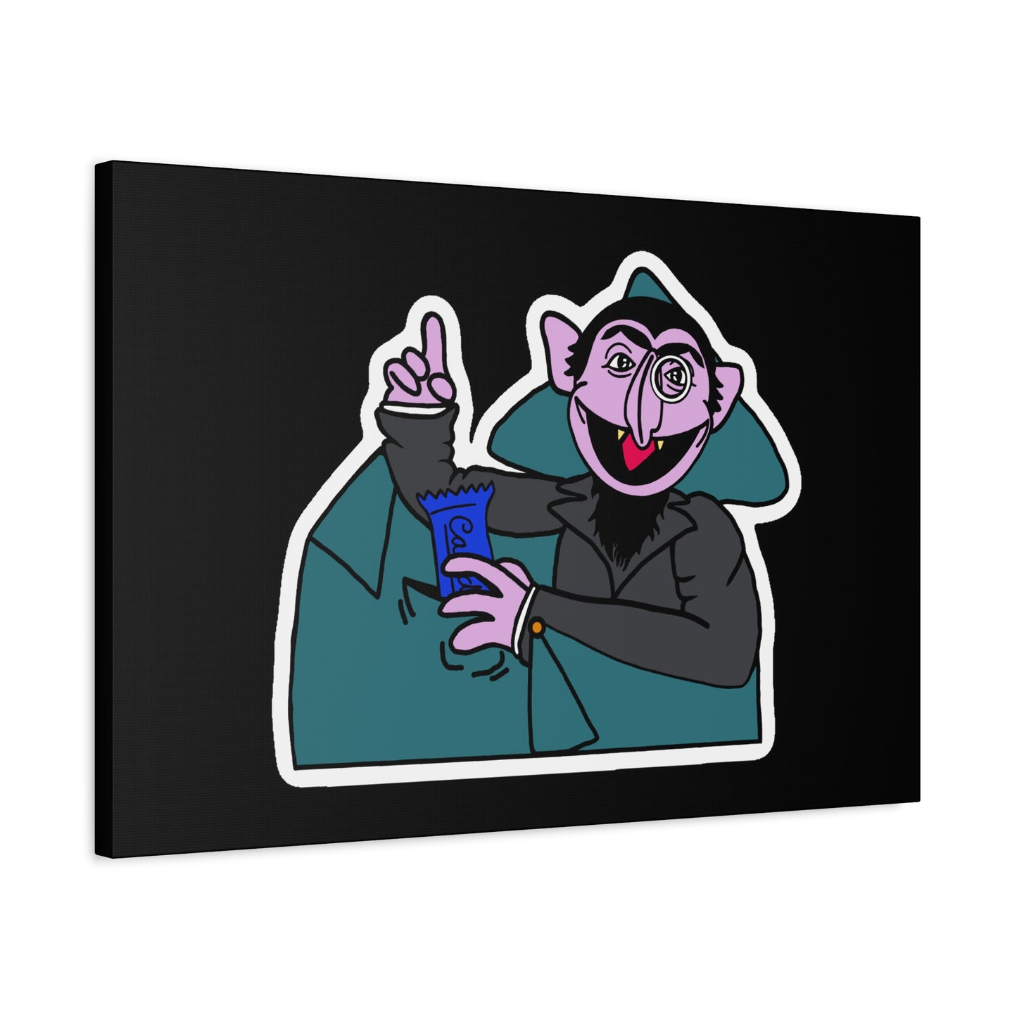 The Count Stealing Candy Canvas Print Black - Sesame Street The Count Parody Art