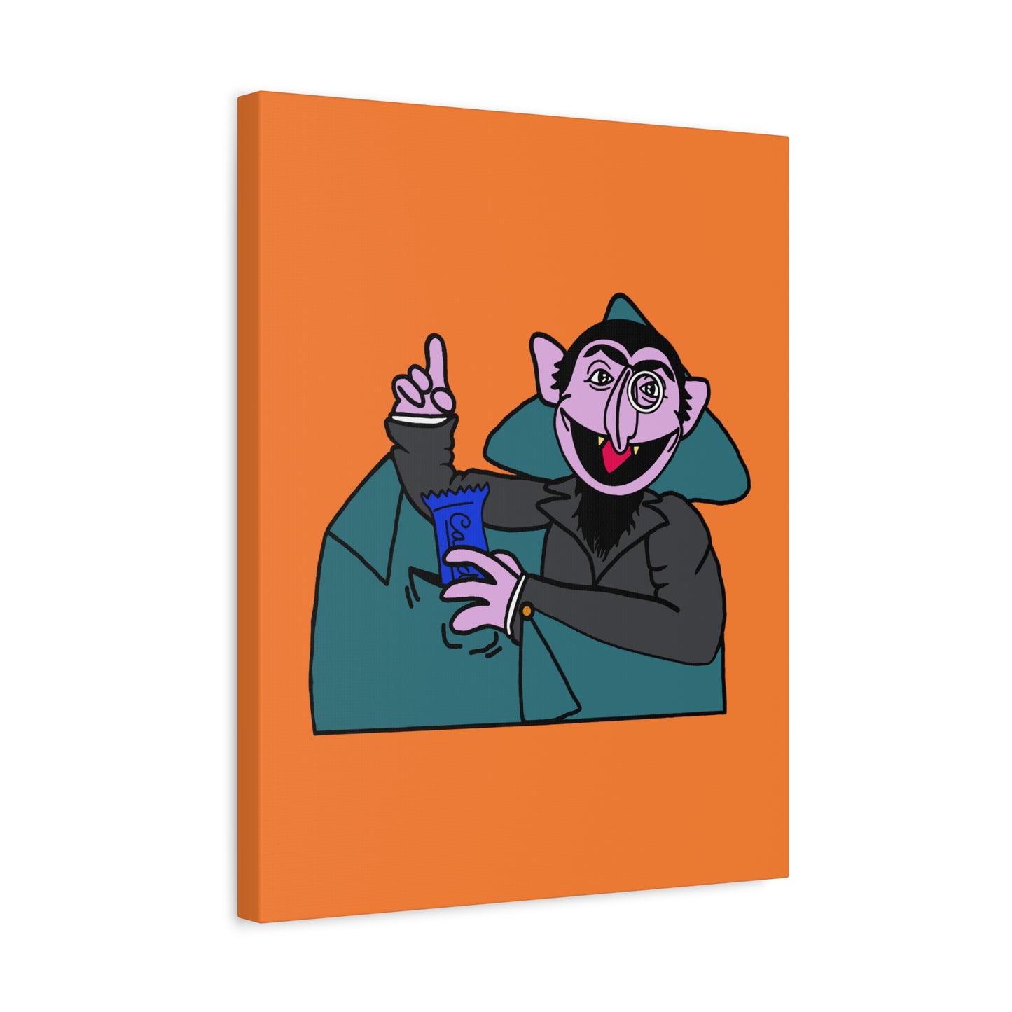 The Count Stealing Candy Canvas Print Orange - Sesame Street The Count Parody Art