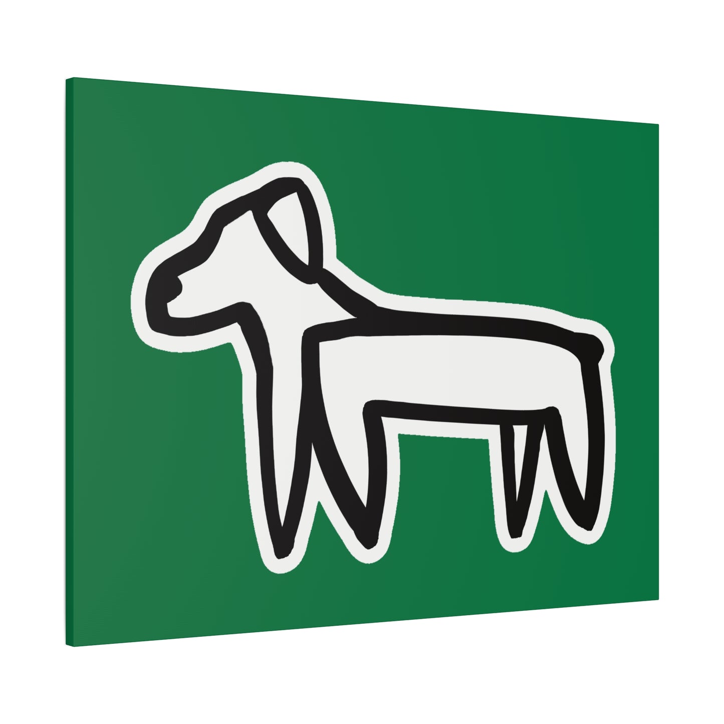 Dog Canvas Print on Green (Sticker Style White Dog) - Dog Art Print