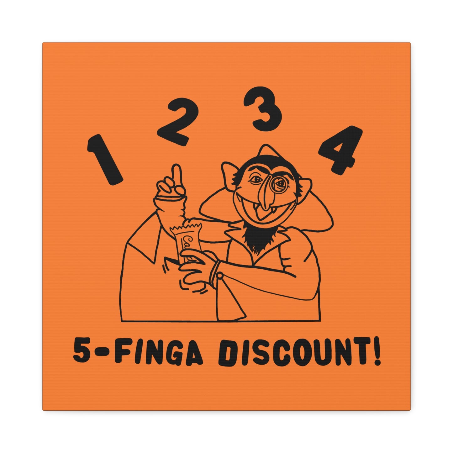 Five Finger Discount Outline Canvas Print Light Orange - Sesame Street The Count Parody Art Print
