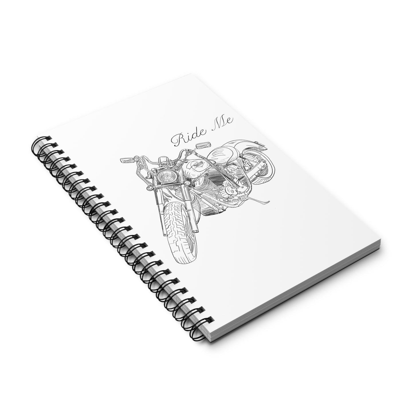 Ride Me Motorcycle Spiral Notebook White