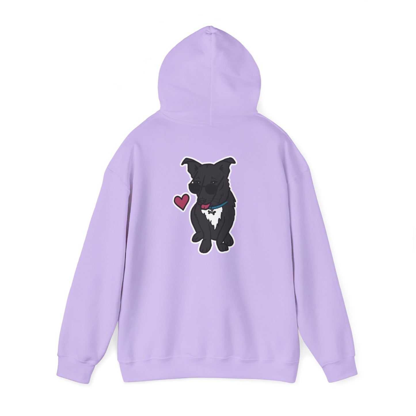 Nora the Dog Heart Hoodie Back Design (Sticker Style Nora) - Nora Hooded Sweatshirt