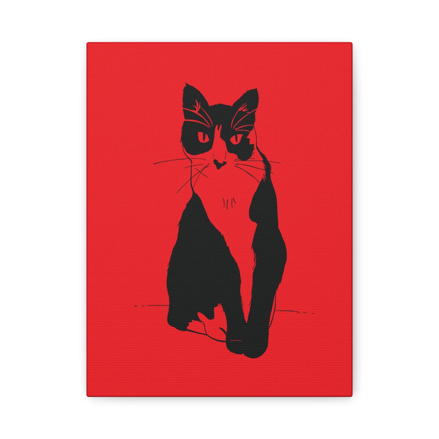 Cat Canvas Print on Red (Transparent Style Cat) - Cat Drawing Art