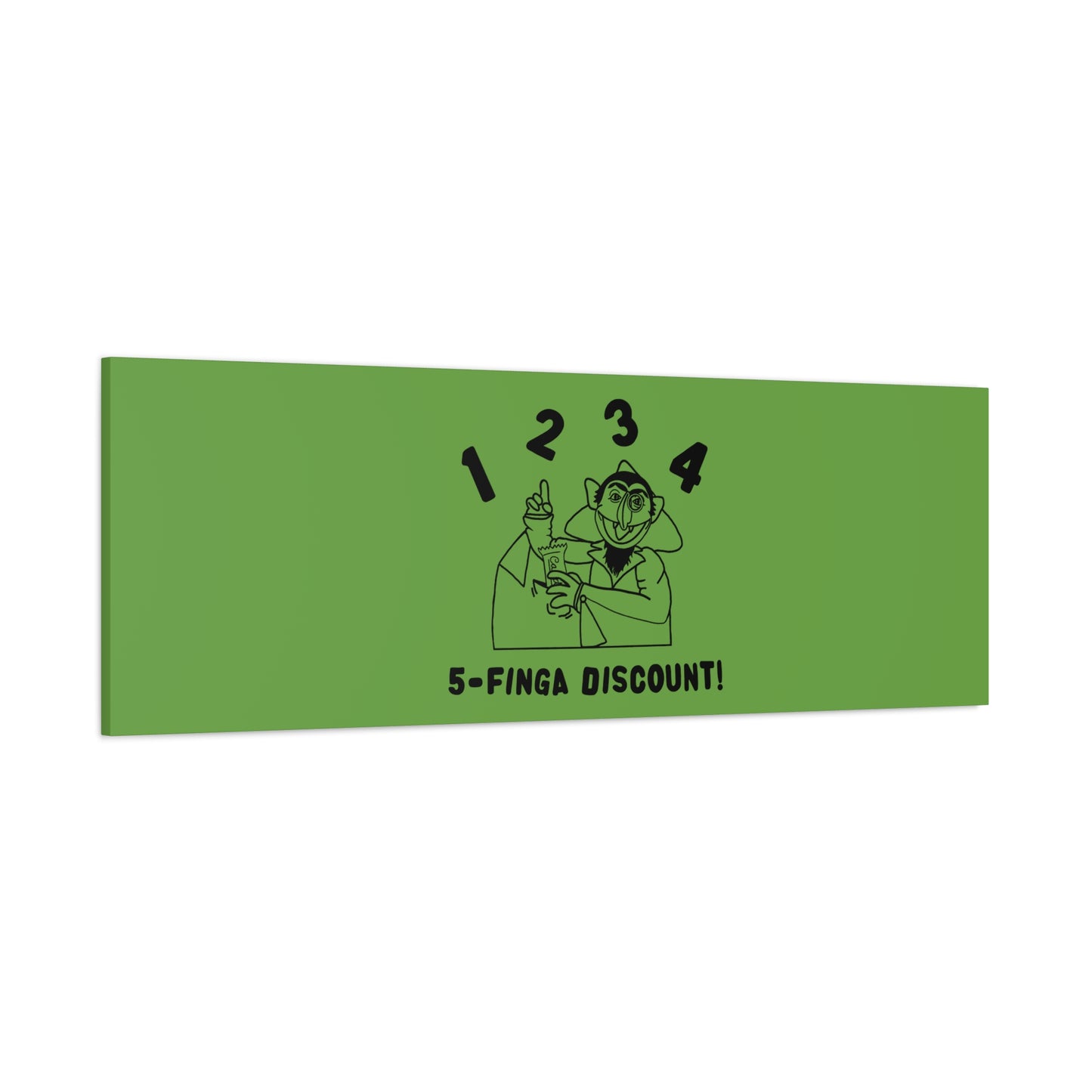 Five Finger Discount Outline Canvas Print Green - Sesame Street The Count Parody Art Print