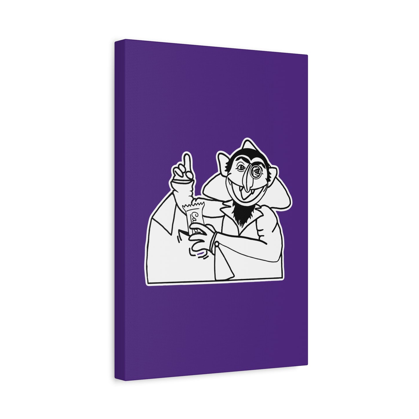 The Count Stealing Candy Outline Canvas Print Purple - Sesame Street The Count Parody Art