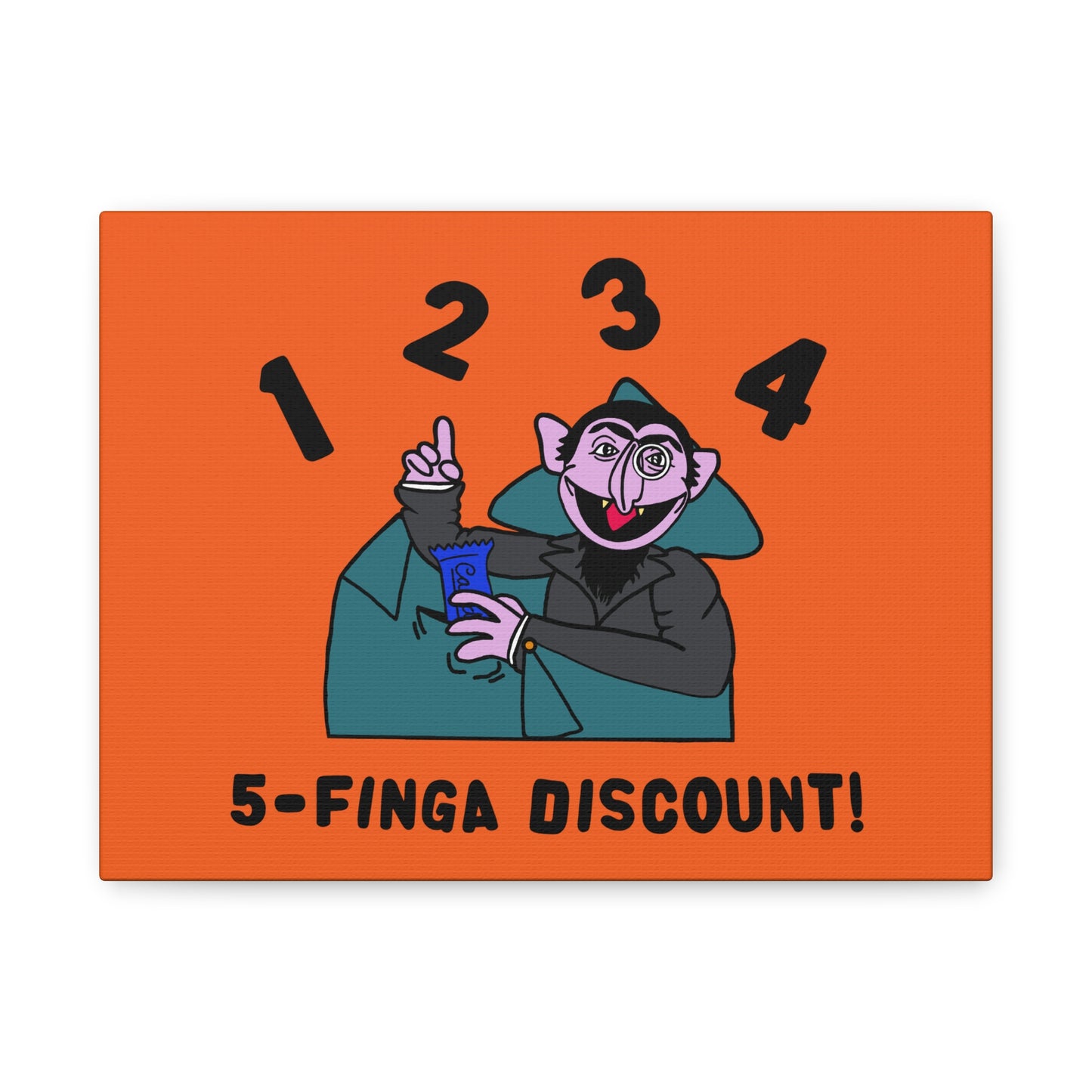 Five Finger Discount Canvas Print Orange - Sesame Street The Count Parody Art Print