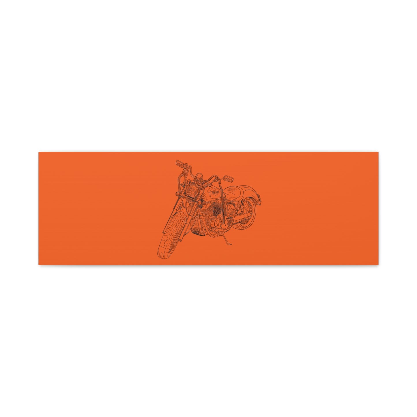 Ride Me Harley Motorcycle Sketch Canvas Print - Black Ink on Orange Background