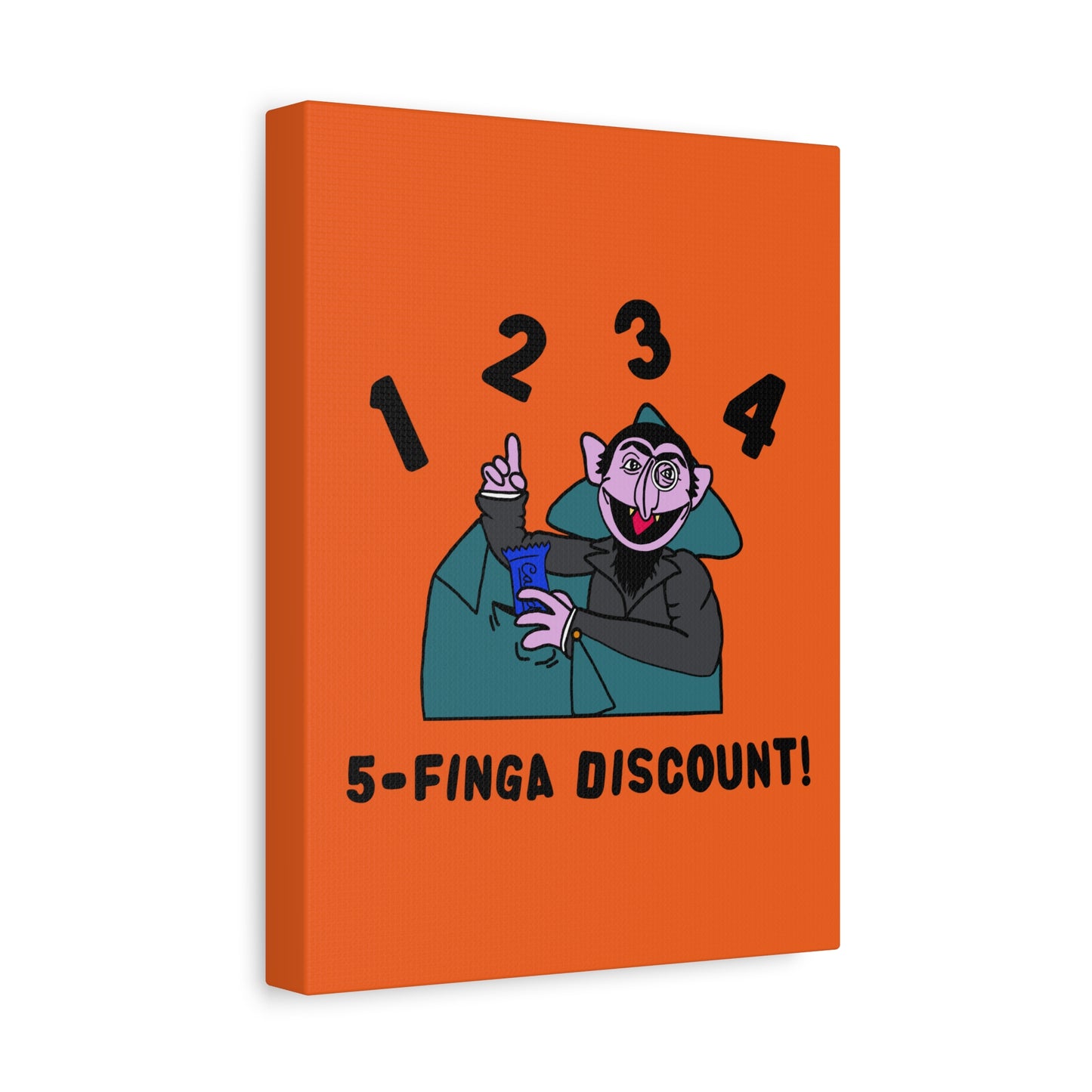 Five Finger Discount Canvas Print Orange - Sesame Street The Count Parody Art Print