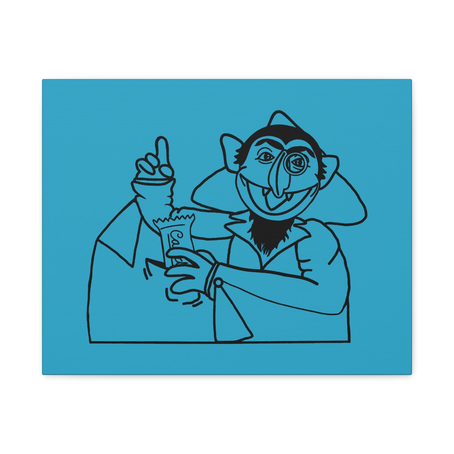 The Count Stealing Candy Outline Canvas Print Turquoise - Sesame Street The Count Art Print