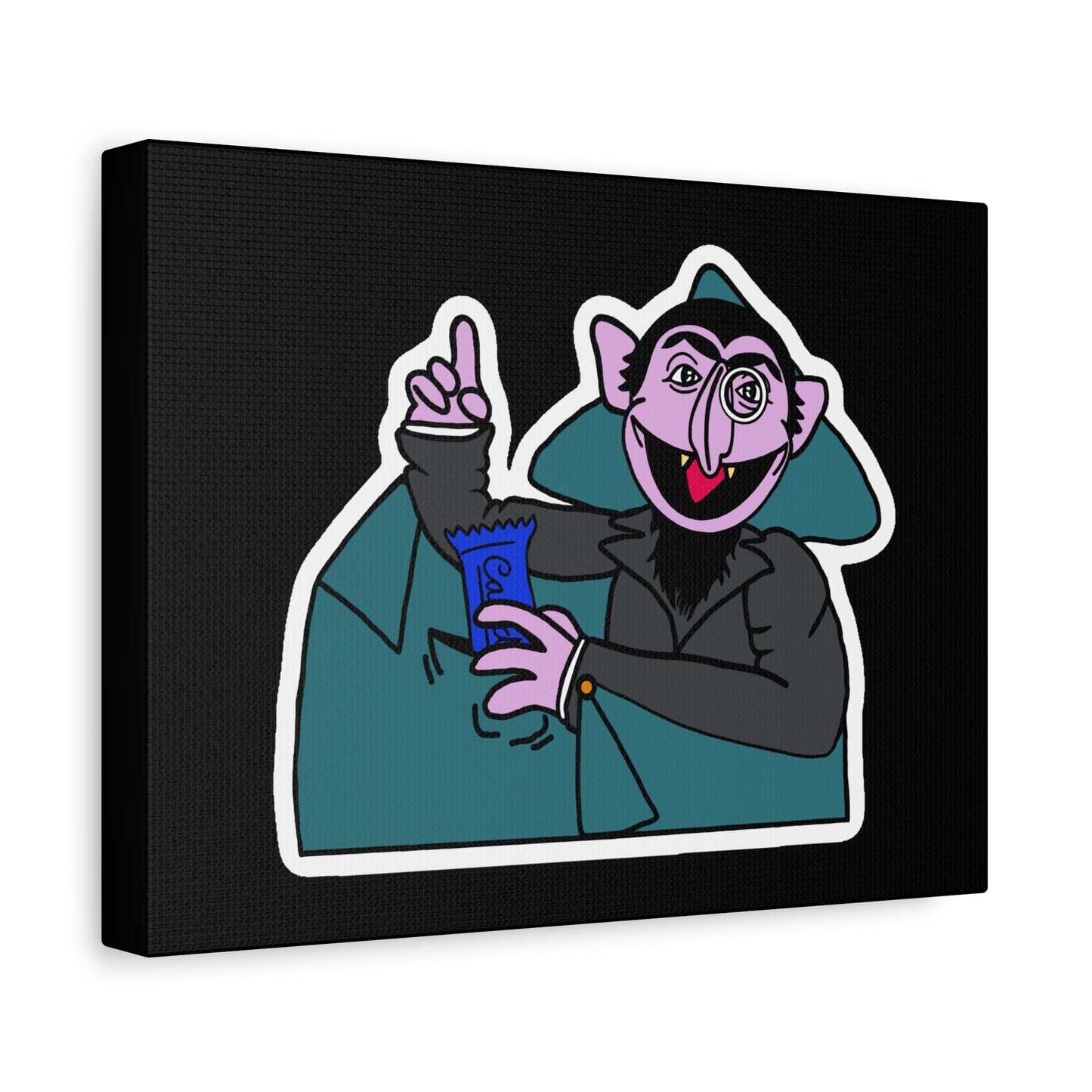 The Count Stealing Candy Canvas Print Black - Sesame Street The Count Parody Art