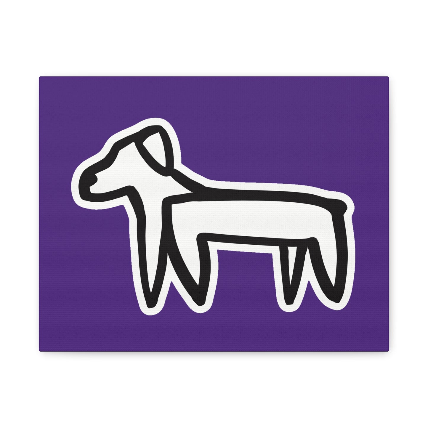 Dog Canvas Print on Purple (Sticker Style White Dog) - Dog Art Print