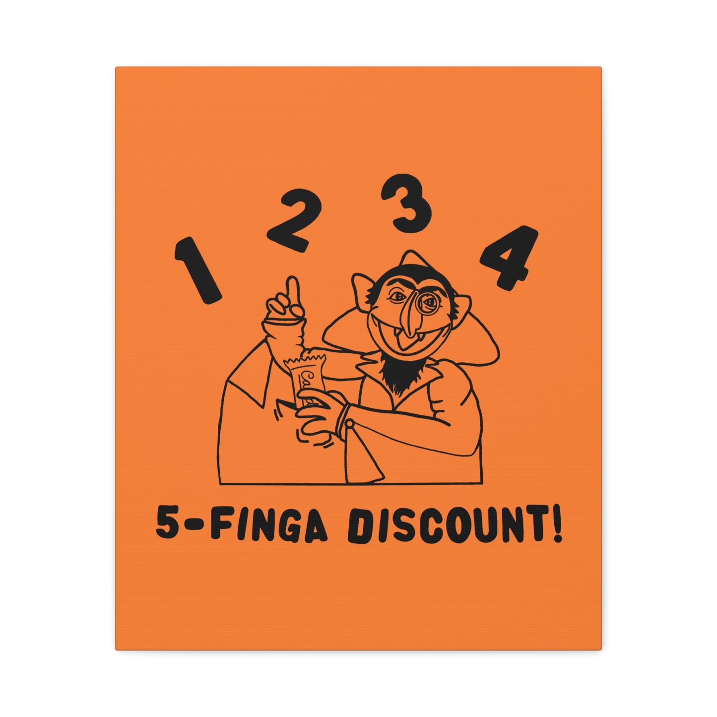 Five Finger Discount Outline Canvas Print Light Orange - Sesame Street The Count Parody Art Print