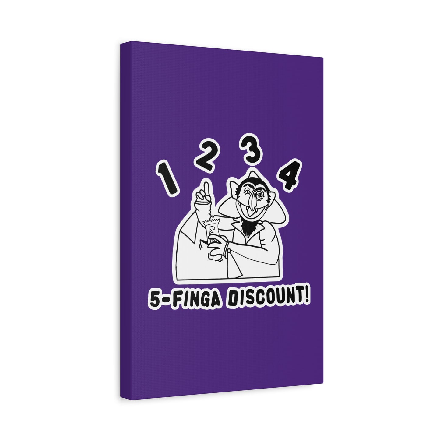 Five Finger Discount Outline Canvas Print Purple - Sesame Street The Count Parody Art Print
